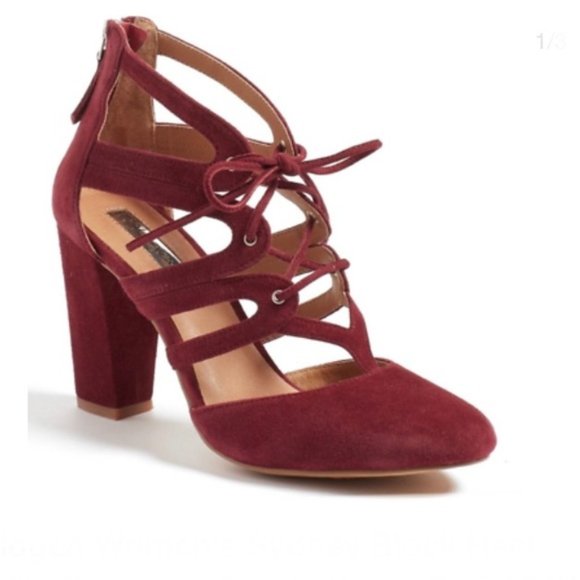 Halogen Shoes - Halogen Sydney Block Heel Burgundy Suede Pump